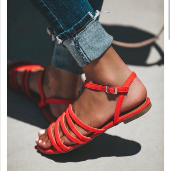 Vici Shoes - Bright Coral Strappy Sandals - Size 9